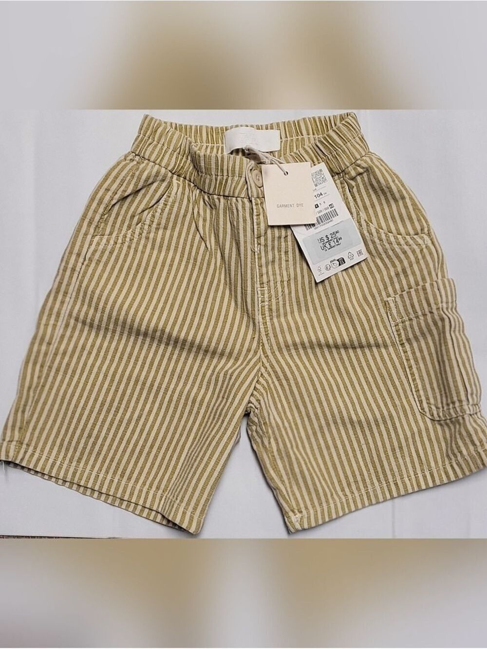 NWT ZARA STRIPED COTTON LINEN SHORTS